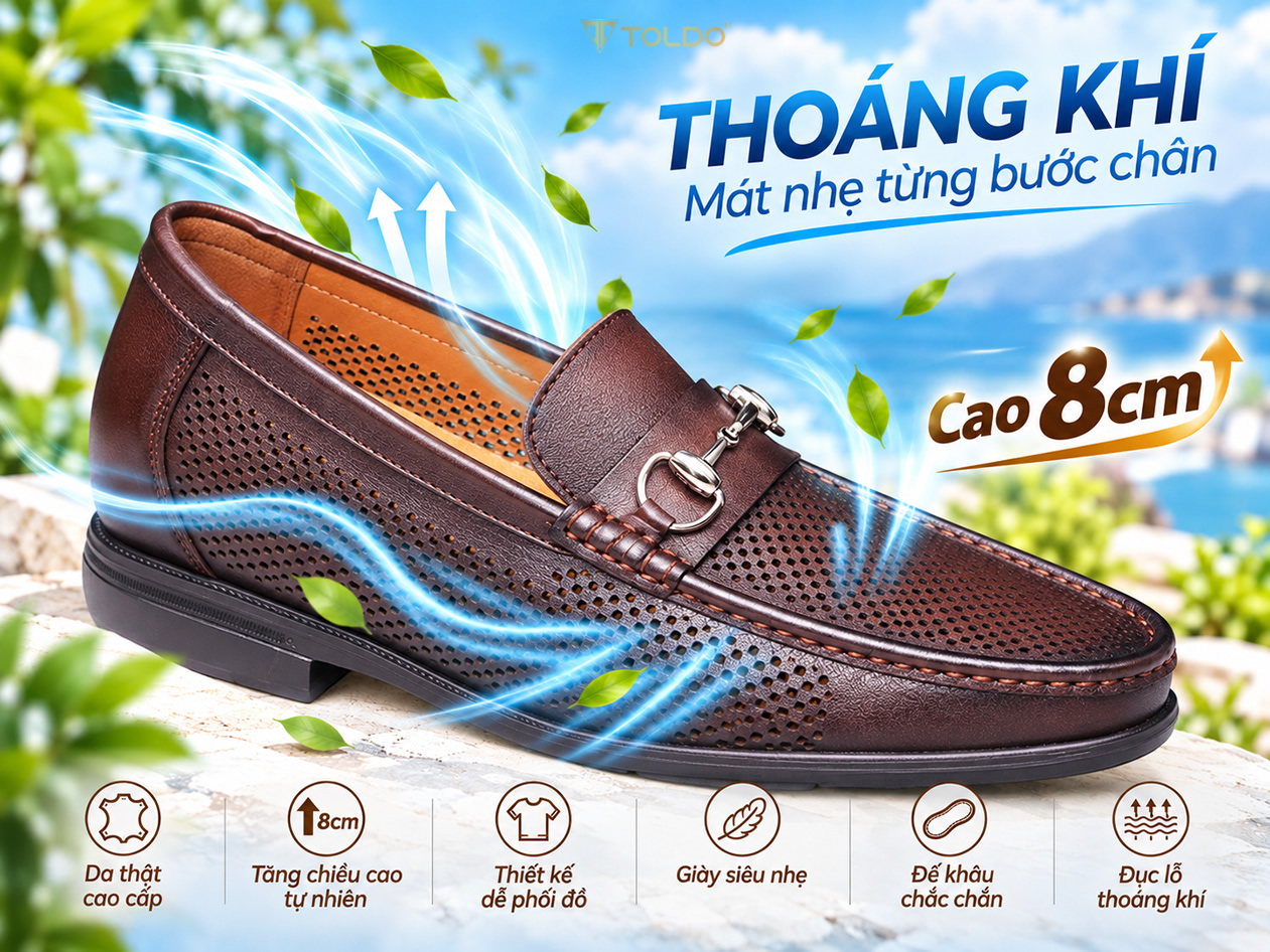 Giày cao 8cm đục lỗ thoáng khí siêu nhẹ 1